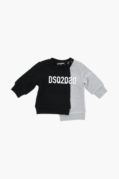 Dsquared2 Two-tone Sweatshirt With Asymmetrical Design In Multi