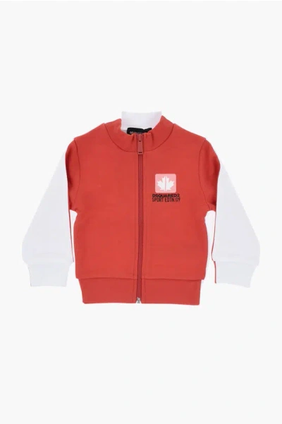 Dsquared2 Two-tone Sweatshirt With Zip Closure In Orange