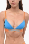 Dsquared2 Two-tone Triangle Bra With Logo In Blue