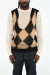 Dsquared2 Two-tone V-neck Sweater In Brown