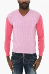 Dsquared2 Two-tone Wool Sweater In Purple