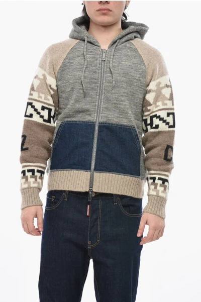 Dsquared2 Two-tone Zip-up Hoodie In Multi