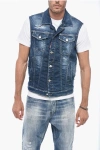 Dsquared2 Two-toned Denim Vest With Half Belt