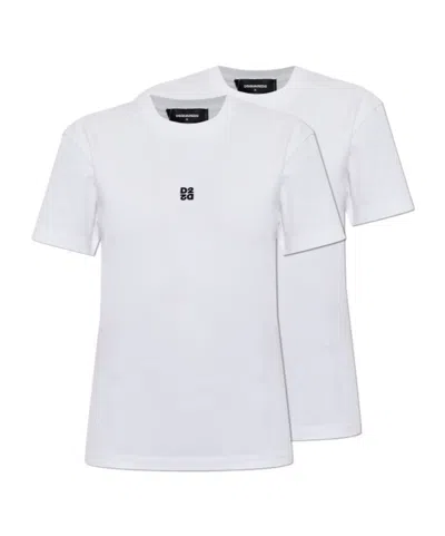 Dsquared2 Two-pack Of Crew Neck Short-sleeved T-shirts In Metallic