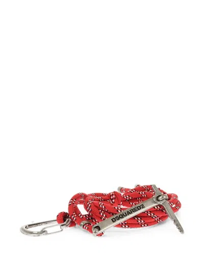 Dsquared2 Two-tone Logo-engraved Paracord Belt In Red