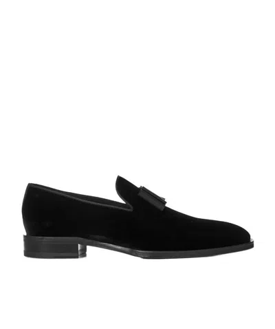 Dsquared2 Ubaldo Bom-embellished Velvet Loafers In Black