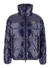 Dsquared2 Blue Down Jacket With Logo Patch On The Front In Tech Fabric Man In Blu