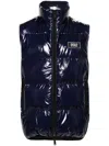 Dsquared2 Blue Sleeveless Down Jacket With Dsq2 Logo Patch In Blue