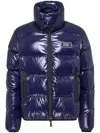 Dsquared2 Men Blue Down Jacket With Logo Patch On The Front In Tech Fabric Man In Blue