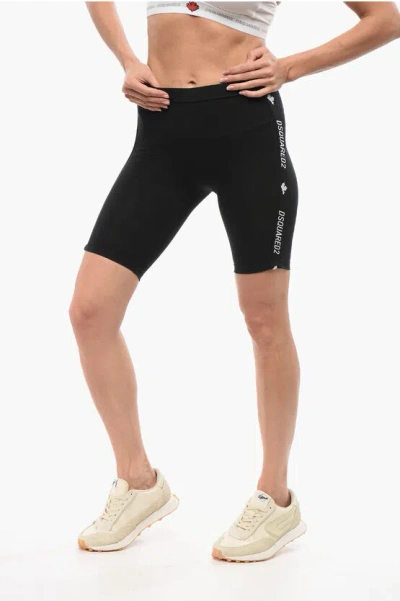 Dsquared2 Underwear Biker Leggings With Logoed Bands In Black