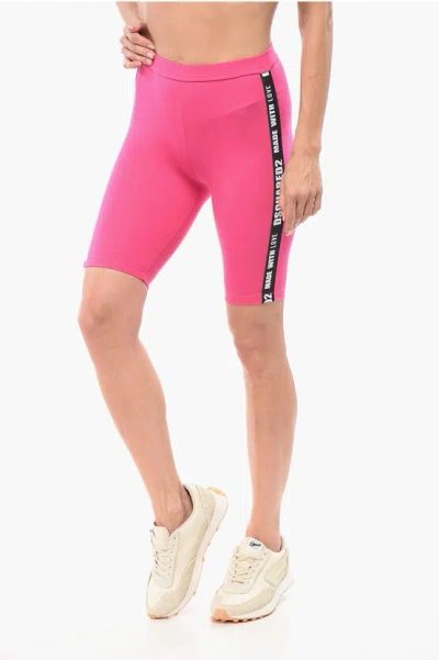 Dsquared2 Underwear Biker Leggings With Logoed Bands In Pink