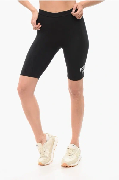 Dsquared2 Underwear Ceresio Biker Leggings With Elastic Waistband In Black
