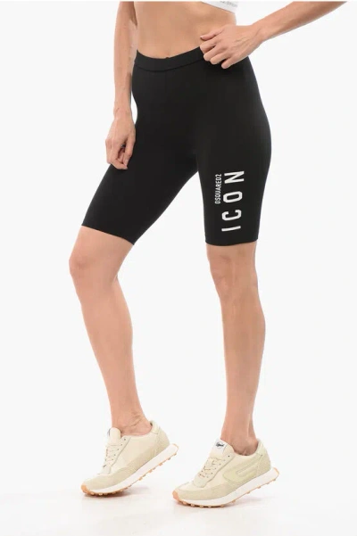 Dsquared2 Underwear Icon Biker Leggings With Print In Black