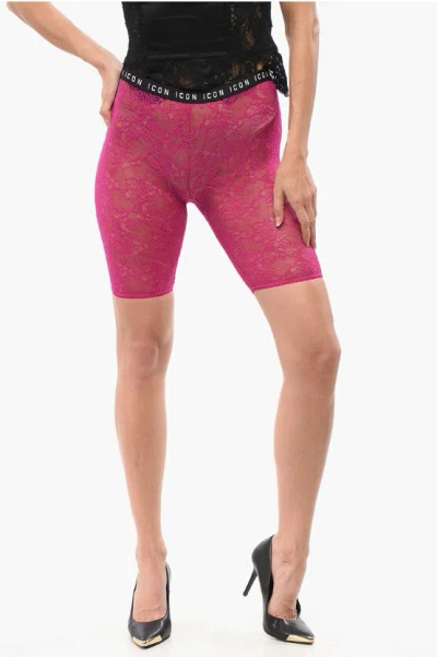 Dsquared2 Underwear Lace Biker Leggings In Pink