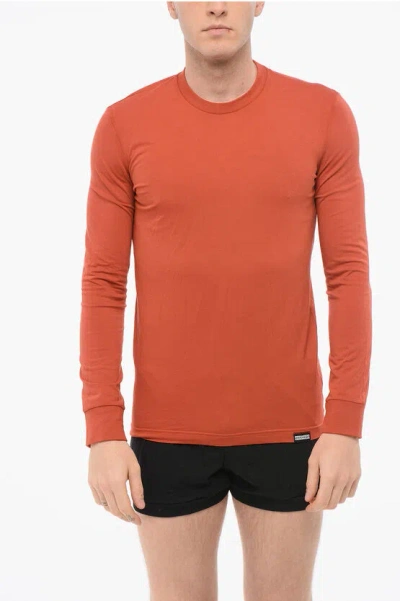 Dsquared2 Underwear Long Sleeved Crewneck Pajama Top In Brown