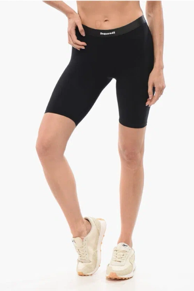 Dsquared2 Underwear Microfiber Biker Leggings In Black