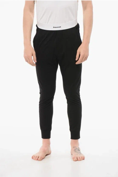 Dsquared2 Underwear Pajama Pants With Logoed Band In Black