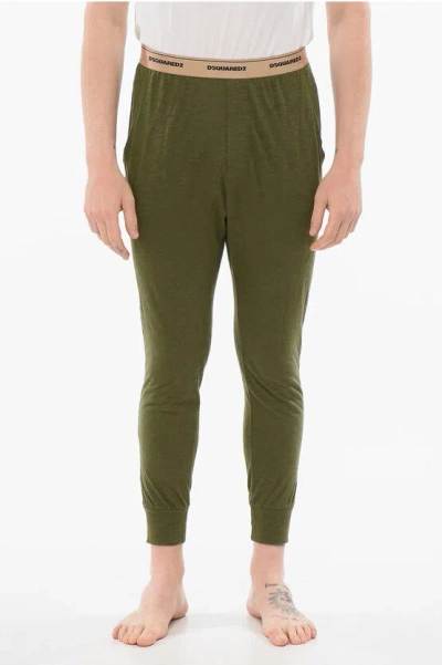 Dsquared2 Underwear Pajama Pants With Logoed Band In Green