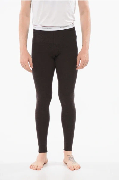 Dsquared2 Underwear Ribbed Pajama Pants With Logoed Band In Black