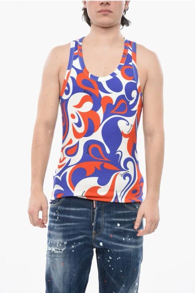 Dsquared2 Underwear Tank Top Patterned And Ribbed In Multi