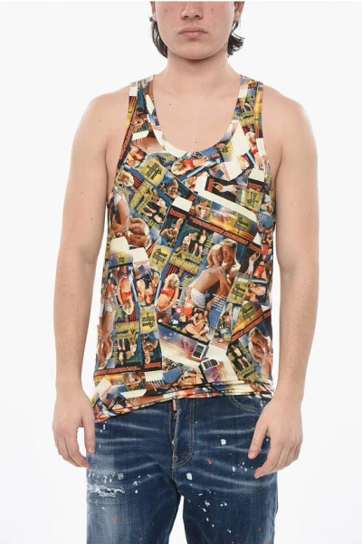 Dsquared2 Underwear Tank Top Rocco Printed In Black