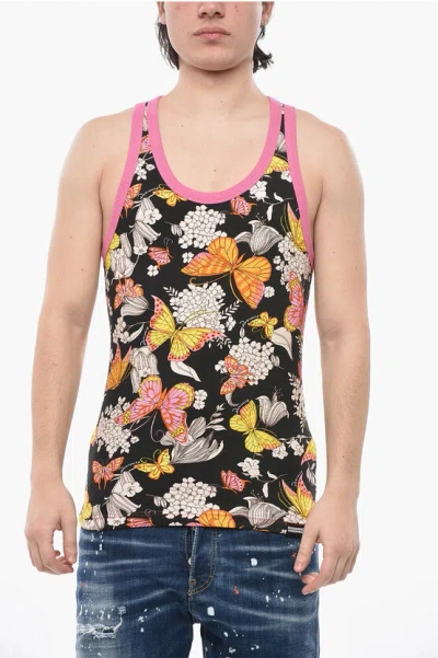 Dsquared2 Underwear Tank Top With Floral Motif In Multi