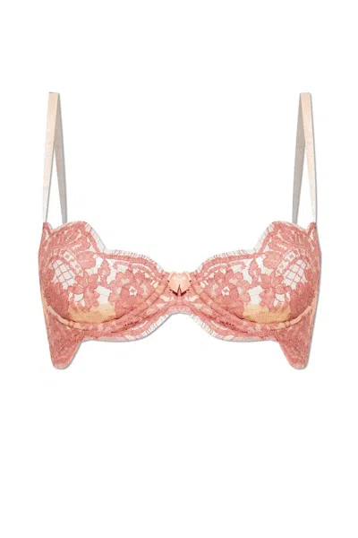 Dsquared2 Underwired Lace Bra With Floral Motif In Pink