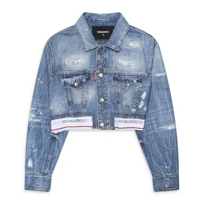 Dsquared2 Undle Boxy Jean Jacket Blue In Multi