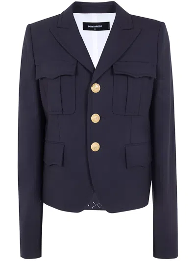 Dsquared2 Tailored Jacket Uniform Style Notch Lapels In Blue