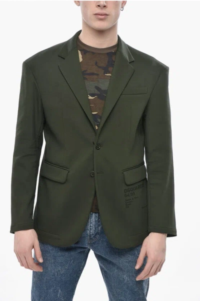 Dsquared2 Unlined Solid-color Two-button Blazer With Flap Pockets In Black