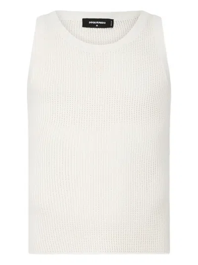 Dsquared2 Upside Down Knit Tank Top In White