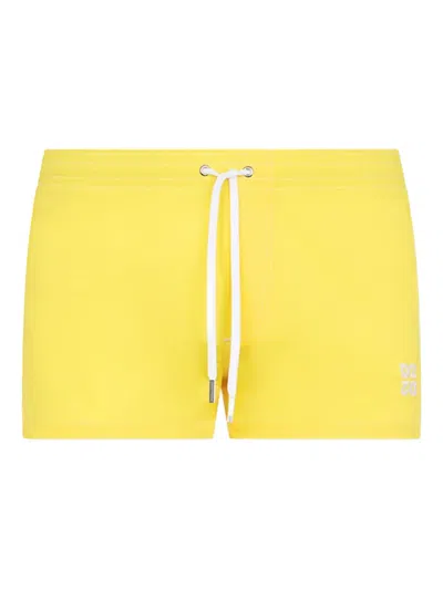 Dsquared2 Upside Down Logo Midi Swim Shorts In Yellow