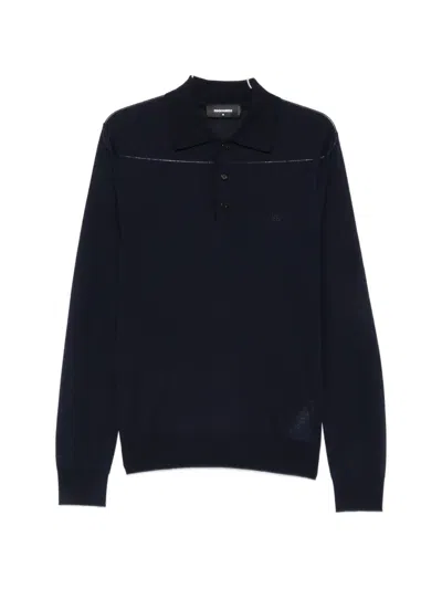 Dsquared2 Upside Down Long-sleeve Polo Shirt In Blue