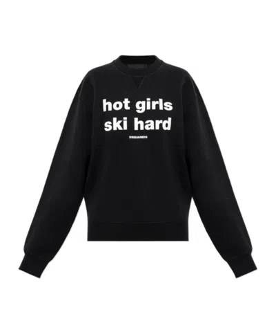 Dsquared2 Upside-down Logo Slogan-print Sweater In Black