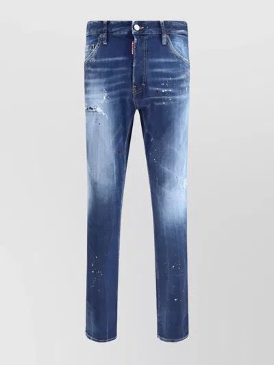 DSQUARED2 URBAN COTTON JEANS LEATHER DETAILING