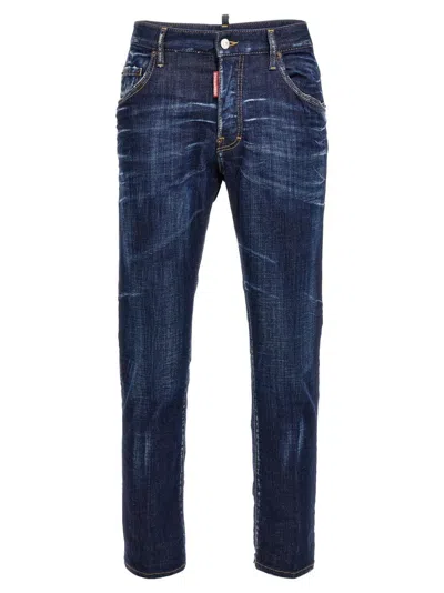 Dsquared2 Used-effect Cotton Denim Skater Jeans In Blue