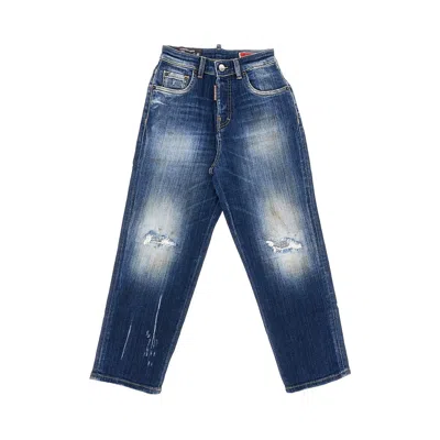 Dsquared2 Kids' Used Effect Denim Jeans In Blue