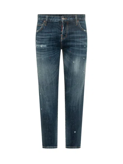 Dsquared2 Used Effect Mini Denim Jeans In Blue