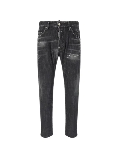 Dsquared2 Distressed 5 Pocket Jeans In Black