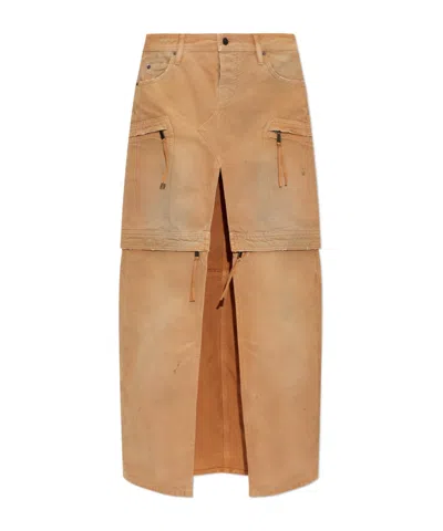 Dsquared2 Utility Distressed Maxi Skirt In Brown