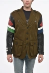 Dsquared2 Utility Honda Jacket With Leather Sleeve In Multi