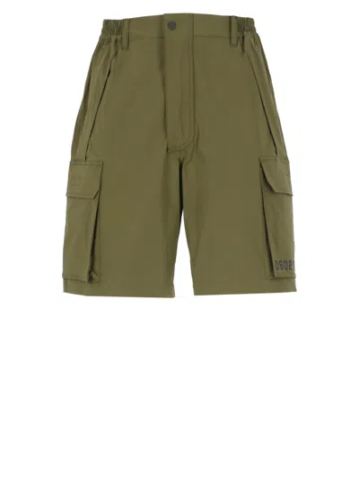 Dsquared2 Utility Track Bermuda Shorts In Green