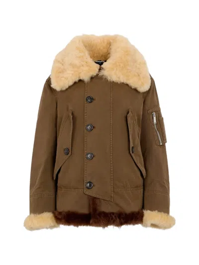 Dsquared2 Utility2 Tech Cotton Kaban Jacket In Brown