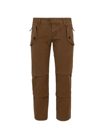 Dsquared2 Utility2 Tech Cotton Pants In Brown