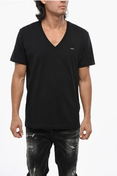 Dsquared2 V-neck Basic Cotton T-shirt In Black