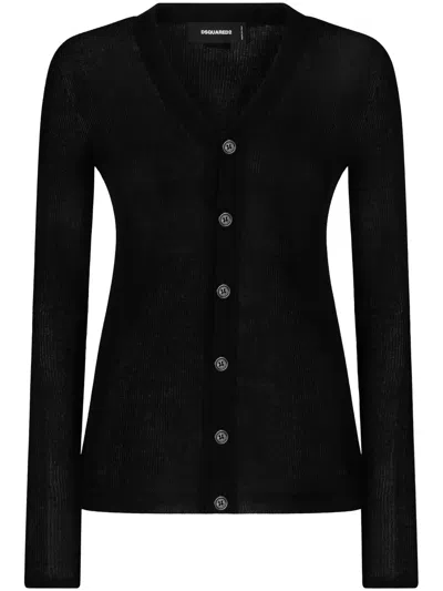 Dsquared2 V-neck Cotton Cardigan In Black