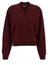 Dsquared2 Short V-neck Sweater Long Sleeves In White