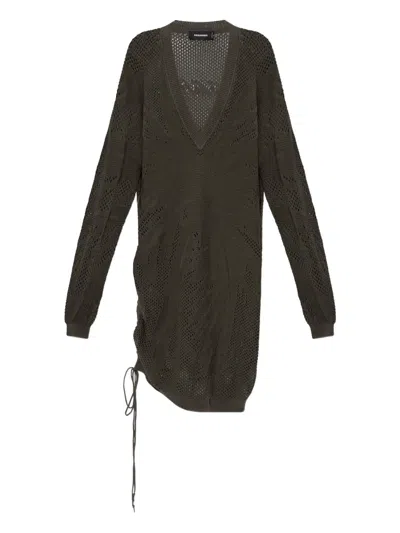 Dsquared2 V-neck Drawstring Midi Dress In Green
