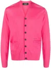 Dsquared2 V-neck Fine-knit Cardigan In Pink