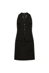 Dsquared2 V-neck Wool Mini Dress In Black